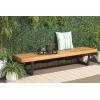 SAFAVIEH Outdoor Patio Furniture Collection – Heather Natural Brown Solid Wood Patio Bench with White Steel Legs, 72-Inch Modern Outdoor Seating for Garden, Porch or Patio (PAT7327A)(Natural/Black)