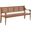 SAFAVIEH Outdoor Patio Furniture Collection – Kanger Natural Solid Wood Bench, Classic Slat Design, Durable Outdoor Seating (PAT7332A)(Natural)