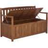 SAFAVIEH Outdoor Patio Furniture Collection – Kelter Solid Teak Wood Bench Box with Storage, Slatted Design, Versatile Indoor/Outdoor Seating (PAT6813A)(Teak)