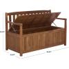 SAFAVIEH Outdoor Patio Furniture Collection – Kelter Solid Teak Wood Bench Box with Storage, Slatted Design, Versatile Indoor/Outdoor Seating (PAT6813A)(Teak)