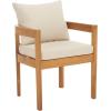 SAFAVIEH Outdoor Patio Furniture Collection – Kento Dining Chair Set of 2, Solid Wood Frame with Taupe Cushions, Fully Assembled, Natural Finish (PAT7096A)(Natural/Taupe)