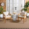 SAFAVIEH Outdoor Patio Furniture Collection – Kento Dining Chair Set of 2, Solid Wood Frame with Taupe Cushions, Fully Assembled, Natural Finish (PAT7096A)(Natural/Taupe)