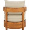 SAFAVIEH Outdoor Patio Furniture Collection – Kento Natural Wood Arm Chair Set of 2 with Taupe Cushions, Wide & Deep Comfortable Seating, Modern Design (PAT7097A)(Natural/Taupe)