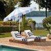 SAFAVIEH Outdoor Patio Furniture Collection – Meze 9 Ft Crank Patio Umbrella, Baby Blue Stripe & White Pole, Market Umbrella with Crank Lift (PAT8023U)(Baby Blue Striped/White)