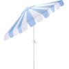 SAFAVIEH Outdoor Patio Furniture Collection – Meze 9 Ft Crank Patio Umbrella, Baby Blue Stripe & White Pole, Market Umbrella with Crank Lift (PAT8023U)(Baby Blue Striped/White)