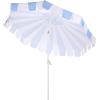 SAFAVIEH Outdoor Patio Furniture Collection – Meze 9 Ft Crank Patio Umbrella, Baby Blue Stripe & White Pole, Market Umbrella with Crank Lift (PAT8023U)(Baby Blue Striped/White)