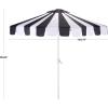 SAFAVIEH Outdoor Patio Furniture Collection – Meze 9 Ft Crank Patio Umbrella, Baby Blue Stripe & White Pole, Market Umbrella with Crank Lift (PAT8023U)(Black Striped/White)