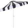 SAFAVIEH Outdoor Patio Furniture Collection – Meze 9 Ft Crank Patio Umbrella, Baby Blue Stripe & White Pole, Market Umbrella with Crank Lift (PAT8023U)(Black Striped/White)