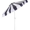 SAFAVIEH Outdoor Patio Furniture Collection – Meze 9 Ft Crank Patio Umbrella, Baby Blue Stripe & White Pole, Market Umbrella with Crank Lift (PAT8023U)(Navy Striped/White)