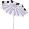 SAFAVIEH Outdoor Patio Furniture Collection – Meze 9 Ft Crank Patio Umbrella, Baby Blue Stripe & White Pole, Market Umbrella with Crank Lift (PAT8023U)(Navy Striped/White)