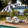 SAFAVIEH Outdoor Patio Furniture Collection – Meze 9 Ft Crank Patio Umbrella, Baby Blue Stripe & White Pole, Market Umbrella with Crank Lift (PAT8023U)(Navy Striped/White)