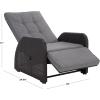 SAFAVIEH Outdoor Patio Furniture Collection – Millman Weather-Resistant Recliner Chair, Adjustable Backrest & Cushioned Seat (PAT6906)(Black/Grey)