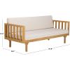 SAFAVIEH Outdoor Patio Furniture Collection – Napoli Brown & Cream 3-Seater Wooden Bench with Cushions, Modern Slatted Design (PAT6804A)(Oak/Cream)