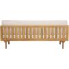 SAFAVIEH Outdoor Patio Furniture Collection – Napoli Brown & Cream 3-Seater Wooden Bench with Cushions, Modern Slatted Design (PAT6804A)(Oak/Cream)