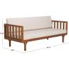 SAFAVIEH Outdoor Patio Furniture Collection – Napoli Brown & Cream 3-Seater Wooden Bench with Cushions, Modern Slatted Design (PAT6804A)(Teak Brown/Cream)