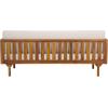 SAFAVIEH Outdoor Patio Furniture Collection – Napoli Brown & Cream 3-Seater Wooden Bench with Cushions, Modern Slatted Design (PAT6804A)(Teak Brown/Cream)