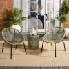 SAFAVIEH Outdoor Patio Furniture Collection – Otto Green & Black Rattan 3-Piece Bistro Set with 2 Chairs and Accent Table (PAT7549B)(Green/Black)