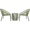 SAFAVIEH Outdoor Patio Furniture Collection – Otto Green & Black Rattan 3-Piece Bistro Set with 2 Chairs and Accent Table (PAT7549B)(Green/Black)