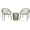 SAFAVIEH Outdoor Patio Furniture Collection – Otto Green & Black Rattan 3-Piece Bistro Set with 2 Chairs and Accent Table (PAT7549B)(Green/Black)