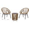 SAFAVIEH Outdoor Patio Furniture Collection – Otto Green & Black Rattan 3-Piece Bistro Set with 2 Chairs and Accent Table (PAT7549B)(Natural/Black)