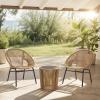 SAFAVIEH Outdoor Patio Furniture Collection – Otto Green & Black Rattan 3-Piece Bistro Set with 2 Chairs and Accent Table (PAT7549B)(Natural/Black)