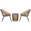 SAFAVIEH Outdoor Patio Furniture Collection – Otto Green & Black Rattan 3-Piece Bistro Set with 2 Chairs and Accent Table (PAT7549B)(Natural/Black)