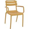 SAFAVIEH Outdoor Patio Furniture Collection – Sarah Green Stacking Dining Armchair Set of 2, Fully Assembled Outdoor Chairs, Modern Slatted Design, Weather-Resistant Patio Seating (PAT4703D-SET2)(Yellow)