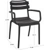 SAFAVIEH Outdoor Patio Furniture Collection – Sarah Green Stacking Dining Armchair Set of 2, Fully Assembled Outdoor Chairs, Modern Slatted Design, Weather-Resistant Patio Seating (PAT4703D-SET2)(Black)