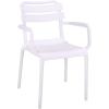SAFAVIEH Outdoor Patio Furniture Collection – Sarah Green Stacking Dining Armchair Set of 2, Fully Assembled Outdoor Chairs, Modern Slatted Design, Weather-Resistant Patio Seating (PAT4703D-SET2)(White)