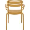 SAFAVIEH Outdoor Patio Furniture Collection – Sarah Green Stacking Dining Armchair Set of 2, Fully Assembled Outdoor Chairs, Modern Slatted Design, Weather-Resistant Patio Seating (PAT4703D-SET2)(Yellow)