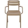 SAFAVIEH Outdoor Patio Furniture Collection – Sarah Green Stacking Dining Armchair Set of 2, Fully Assembled Outdoor Chairs, Modern Slatted Design, Weather-Resistant Patio Seating (PAT4703D-SET2)(Beige)