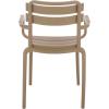 SAFAVIEH Outdoor Patio Furniture Collection – Sarah Green Stacking Dining Armchair Set of 2, Fully Assembled Outdoor Chairs, Modern Slatted Design, Weather-Resistant Patio Seating (PAT4703D-SET2)(Beige)