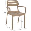 SAFAVIEH Outdoor Patio Furniture Collection – Sarah Green Stacking Dining Armchair Set of 2, Fully Assembled Outdoor Chairs, Modern Slatted Design, Weather-Resistant Patio Seating (PAT4703D-SET2)(Beige)
