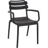 SAFAVIEH Outdoor Patio Furniture Collection – Sarah Green Stacking Dining Armchair Set of 2, Fully Assembled Outdoor Chairs, Modern Slatted Design, Weather-Resistant Patio Seating (PAT4703D-SET2)(Black)