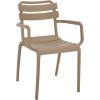 SAFAVIEH Outdoor Patio Furniture Collection – Sarah Green Stacking Dining Armchair Set of 2, Fully Assembled Outdoor Chairs, Modern Slatted Design, Weather-Resistant Patio Seating (PAT4703D-SET2)(Beige)