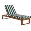 SAFAVIEH Outdoor Patio Furniture Collection – Sophie Natural Brown Solid Wood Chaise Lounge Chair, Adjustable Reclining, Hunter Green Stripe Cushion (PAT7101H)(Natural/Hunter Green Stripe)