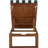 SAFAVIEH Outdoor Patio Furniture Collection – Sophie Natural Brown Solid Wood Chaise Lounge Chair, Adjustable Reclining, Hunter Green Stripe Cushion (PAT7101H)(Natural/Hunter Green Stripe)