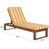 SAFAVIEH Outdoor Patio Furniture Collection – Sophie Natural Brown Solid Wood Chaise Lounge Chair, Adjustable Reclining, Hunter Green Stripe Cushion (PAT7101H)(Natural/Yellow Stripe)