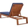 SAFAVIEH Outdoor Patio Furniture Collection – Sophie Natural Brown Solid Wood Chaise Lounge Chair, Adjustable Reclining, Hunter Green Stripe Cushion (PAT7101H)(Natural/Navy)