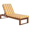 SAFAVIEH Outdoor Patio Furniture Collection – Sophie Natural Brown Solid Wood Chaise Lounge Chair, Adjustable Reclining, Hunter Green Stripe Cushion (PAT7101H)(Natural/Yellow Stripe)
