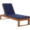 SAFAVIEH Outdoor Patio Furniture Collection – Sophie Natural Brown Solid Wood Chaise Lounge Chair, Adjustable Reclining, Hunter Green Stripe Cushion (PAT7101H)(Natural/Navy)