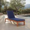 SAFAVIEH Outdoor Patio Furniture Collection – Sophie Natural Brown Solid Wood Chaise Lounge Chair, Adjustable Reclining, Hunter Green Stripe Cushion (PAT7101H)(Natural/Navy)