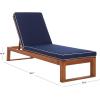 SAFAVIEH Outdoor Patio Furniture Collection – Sophie Natural Brown Solid Wood Chaise Lounge Chair, Adjustable Reclining, Hunter Green Stripe Cushion (PAT7101H)(Natural/Navy)
