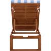SAFAVIEH Outdoor Patio Furniture Collection – Sophie Natural Brown Solid Wood Chaise Lounge Chair, Adjustable Reclining, Hunter Green Stripe Cushion (PAT7101H)(Natural/Baby Blue Stripe)