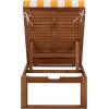 SAFAVIEH Outdoor Patio Furniture Collection – Sophie Natural Brown Solid Wood Chaise Lounge Chair, Adjustable Reclining, Hunter Green Stripe Cushion (PAT7101H)(Natural/Yellow Stripe)