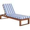 SAFAVIEH Outdoor Patio Furniture Collection – Sophie Natural Brown Solid Wood Chaise Lounge Chair, Adjustable Reclining, Hunter Green Stripe Cushion (PAT7101H)(Natural/Baby Blue Stripe)