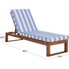 SAFAVIEH Outdoor Patio Furniture Collection – Sophie Natural Brown Solid Wood Chaise Lounge Chair, Adjustable Reclining, Hunter Green Stripe Cushion (PAT7101H)(Natural/Baby Blue Stripe)