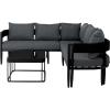 SAFAVIEH Outdoor Patio Furniture Collection – Viola Black & Grey Corner Set with Table, Modern Steel & Rope Sectional Sofa (PAT7754B)(Black/Grey)