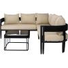 SAFAVIEH Outdoor Patio Furniture Collection – Viola Black & Grey Corner Set with Table, Modern Steel & Rope Sectional Sofa (PAT7754B)(Black/Taupe)