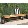 SAFAVIEH Outdoor Patio Furniture Heather Natural Brown Solid Wood & White Legs 60-inch Steel Bench(Natural/Black)